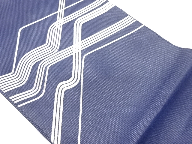 JAPANESE HIRAKI NAGOYA OBI FOR SUMMER / EMBROIDERY / WOVEN WAVY STRIPE